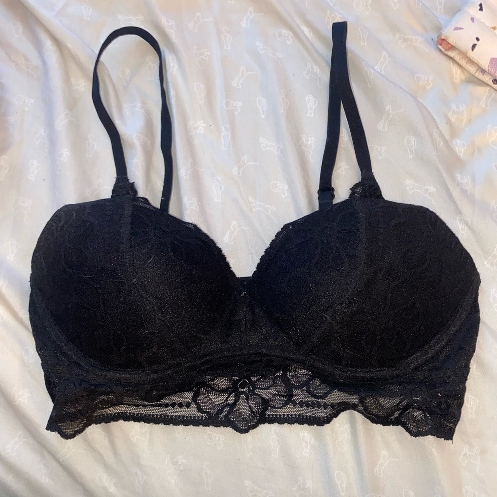 Victoria Secret Love Pink Black Bralette size Small (AA-C)